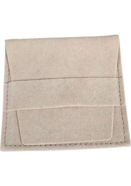Kadife (Kemerli)Süet Kese Krem 10 Adet 8x8 Boy Takı, Altın Kesesi