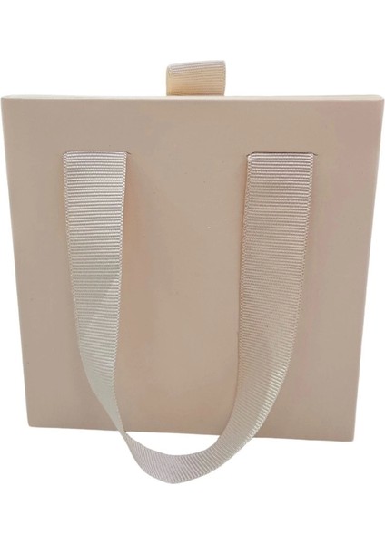 Krem 6 Adet Çekmeceli ve Çantalı Karton Kolye&mini Set Kutusu (12X12 cm )