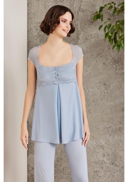 Dantelli Penye 3'Lü Kadın Lohusa Pijama Takımı - 2805 fiyatları