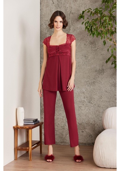 Dantelli Penye 3'Lü Kadın Lohusa Pijama Takımı - 2805 fiyatları