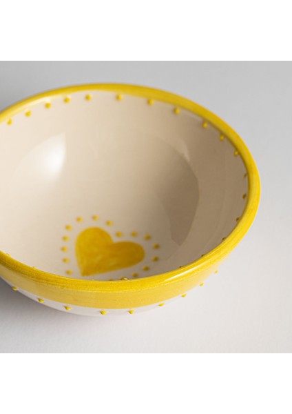 Sunshıne 3'lü Kase Seti - 10 Cm Sarı Seramik Kaseler Kahvaltılık, Sos, Kuruyemiş, Yoğurt ve Meze İçin