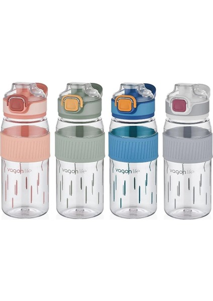 550ML Rahat Içim Desenli Silikon Gövde Kilitlenebilir Kapaklı Polikarbon Matarası Pembe SM-VGN-3001 modelleri