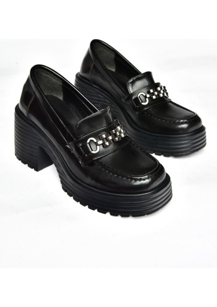 R996056008 Siyah Rugan Kalın Topuklu Kadın Ayakkabı indirimleri
