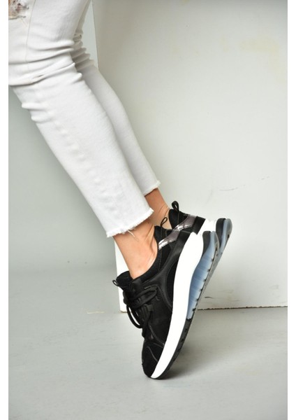 S973413104 Siyah Kumaş Spor Ayakkabı Sneakers