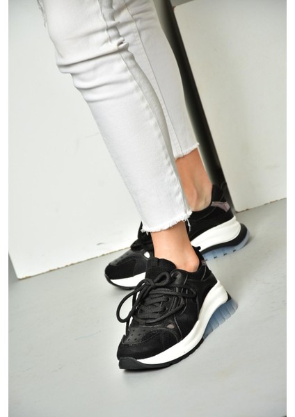 S973413104 Siyah Kumaş Spor Ayakkabı Sneakers