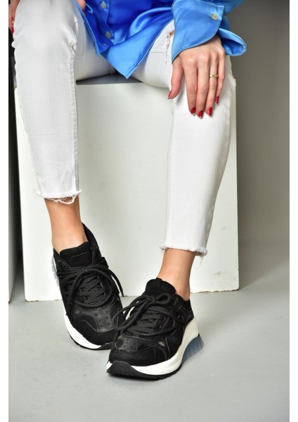 S973413104 Siyah Kumaş Spor Ayakkabı Sneakers