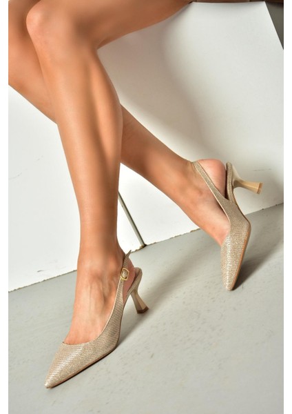 S518081714 Bronz Sim Alçak Topuklu Kadın Ayakkabı indirimleri