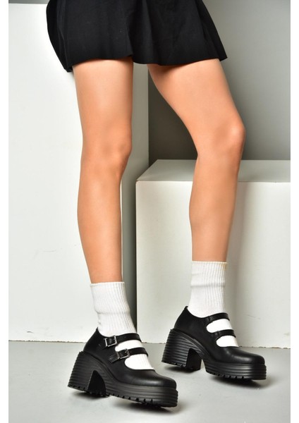 R996055009 Siyah Kalın Topuklu Kadın Ayakkabı modelleri