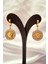 Gold Versace Medusa Model Set Çelik Zirkon Taşlı Madalyon Kolye Küpe Set 3