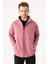Erkek Gül Kurusu Dik Yaka Fermuarlı Oversize Sweatshirt 1