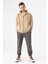 Erkek Vizon Dik Yaka Fermuarlı Oversize Sweatshirt 2