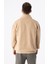 Erkek Vizon Dik Yaka Fermuarlı Oversize Sweatshirt 4