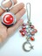 Kırmızı Nazar Boncuğu Bayrak Temalı Araba Dikiz Ayna Süsü + Metal Anahtarlık Ikili Hediyelik Eşya 5