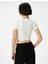 Kısa Kollu T-Shirt Crop Kelebek Baskılı Bisiklet Yaka Pamuklu Slim Fit 4