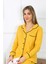 Kadın Pamuk Penye Önden Düğmeli Uzun Kol Sarı Pijama Takım 2782 4