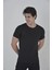 Erkek Gögüs Fileli Slim Fit T-Shirt - Siyah 1