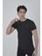 Erkek Gögüs Fileli Slim Fit T-Shirt - Siyah 2