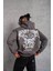 Erkek Kordon Ipli Baskılı Kapüşonlu Sweatshirt - Füme 2