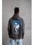 Erkek Yıldırım Baskılı Kapşonlu Sweatshirt - Gri 2