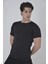 Erkek Omuz Fileli Slim Fit T-Shirt - Siyah 2
