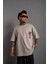Erkek Sırt Baskılı Kalite Oversize T-Shirt - Gri 3