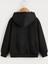 Çocuk Unisex Kapüşonlu Vintages Baskılı Sweatshirt - Siyah 2