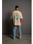 Erkek Sırt Baskılı T-Shirt - Bej 1