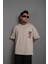 Erkek Sırt Baskılı Kalite Oversize T-Shirt - Gri 2