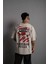 Erkek Sırt Baskılı Kalite Oversize T-Shirt - Gri 4