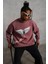 Erkek Güvercin Baskılı Sweatshirt - Gül Kurusu 2