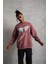 Erkek Güvercin Baskılı Sweatshirt - Gül Kurusu 4