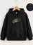Çocuk Unisex Kapüşonlu Uzaylı Baskılı Sweatshirt - Siyah 1