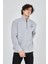 Erkek Yarım Fermuarlı Baskılı Sweat - Gri 3