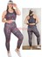 Siyah Lady 1508 Desenli Kadın Büyük Beden Tayt Büstiyer Spor Takım 2