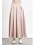 Önü Pileli Saten Bej Etek 1