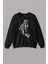 Unisex Siyah Sweatshirt Astronot Uzay Cosmos Galaksi Bilim Baskılı Sweat 1