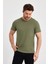 Erkek Haki Slim Fit Pamuklu Kısa Kollu Bisiklet Yaka T-Shirt 2