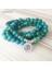 Gümüş Yoga 108 Yeşil Boncuk Mala Bilezik Lotus Çiçeği Om Bilek Budist Buda Yoga Unisex Erkekler Için Bilezikler Azurit Taş Bilezik (Yurt Dışından) 2