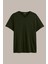 Erkek Haki Basıc Slim Fit Pamuklu Kısa Kollu V Yaka T-Shirt 1