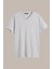 Erkek Gri Slim Fit Pamuklu Kısa Kollu V Yaka T-Shirt 1
