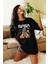 Unisex Ayıcıklı Nasa Baskılı Siyah Tshirt 1