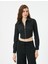 Crop Bluz Fermuarlı Slim Fit Dikiş Detaylı Uzun Kollu 3
