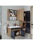 Lavabolu Atlantik - Antrasit Mat Mdf 65 cm Alt Dolap + Aynalı Üst Dolap + Boy Dolap 5