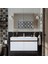 '' Lavabolu '' Atlantik-Beyaz Mat Mdf 100 cm Banyo Alt Dolap + Aynalı Üst Dolap 1
