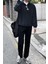 Erkek Oversize Ayarlanabilir Bel Lastikli Gömlek Yaka Polar Sweatshirt 4