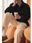 Erkek Oversize Ayarlanabilir Bel Lastikli Gömlek Yaka Polar Sweatshirt 4