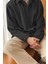 Erkek Oversize Ayarlanabilir Bel Lastikli Gömlek Yaka Polar Sweatshirt 3