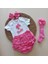 Kız Bebek Pembe Fuşya Barbie Figür Fırfırşort Etek Bandana Fiyonk Çorap Takım 1
