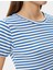4SAL10210IK 7s0 Lacivert Çizgili Genç Kız Viskoz Jersey Kısa Kollu Basıc T-Shirt 3