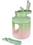 1100 ml Çift Renk Pipetli Taşıma Askılı ve Kulplu Motivasyon Su Matarası Sticker Hediyeli VGN2302-YEŞİL 2